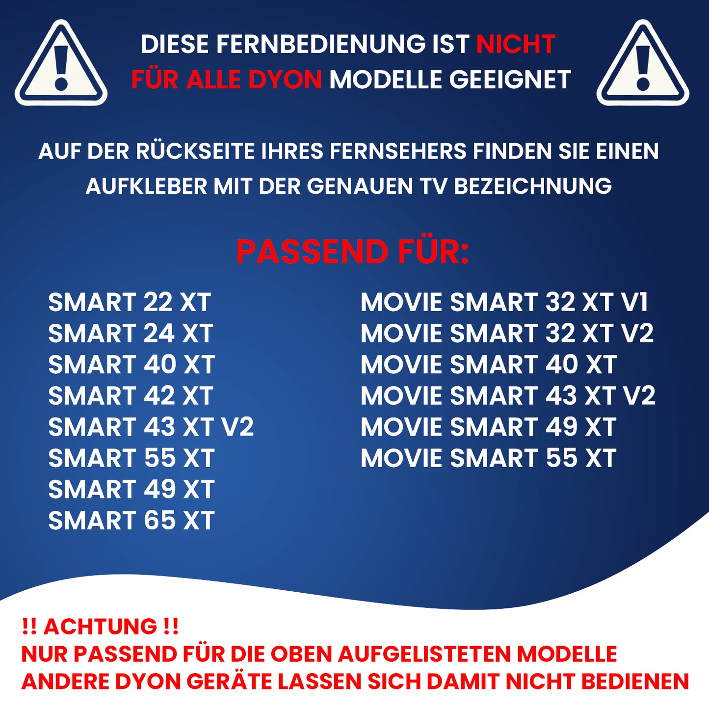 Dakana Fernbedienung für Dyon Smart & Movie Smart TV-Modelle