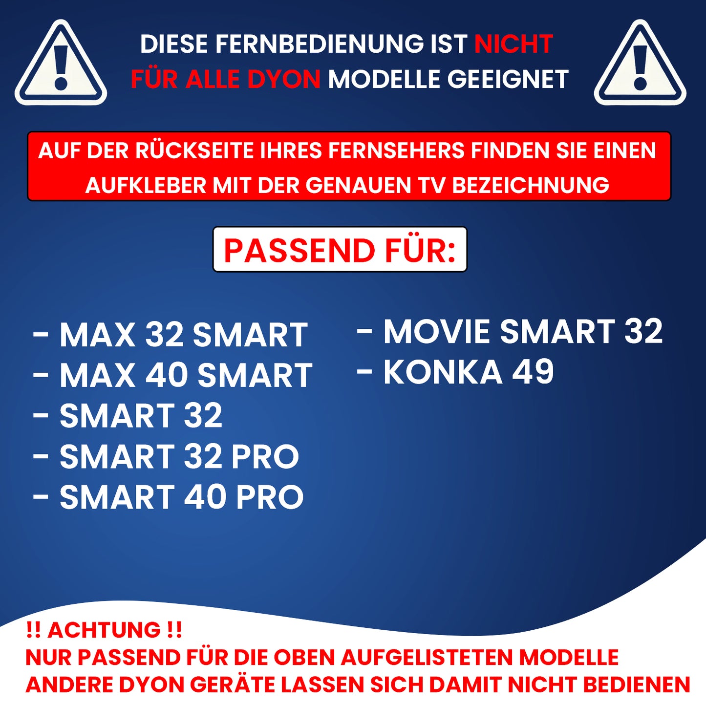 Dakana Fernbedienung für Dyon Smart & Movie Smart TV-Modelle (Typ 16)