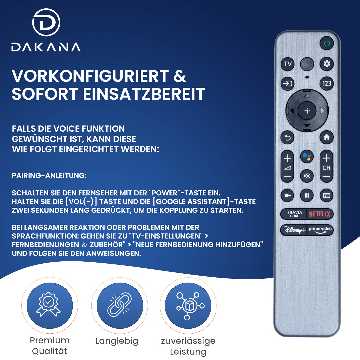 Dakana Ferbedienung für Sony RMF-TX900U
