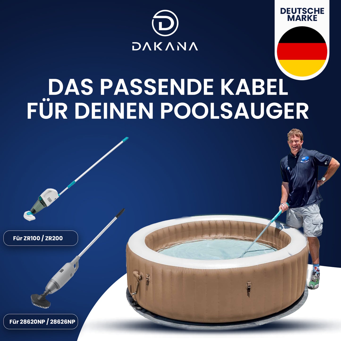 Dakana USB Ladekabel für Intex Poolsauger 28620 Ladekabel 28620NP 28626 ZR100 ZR200