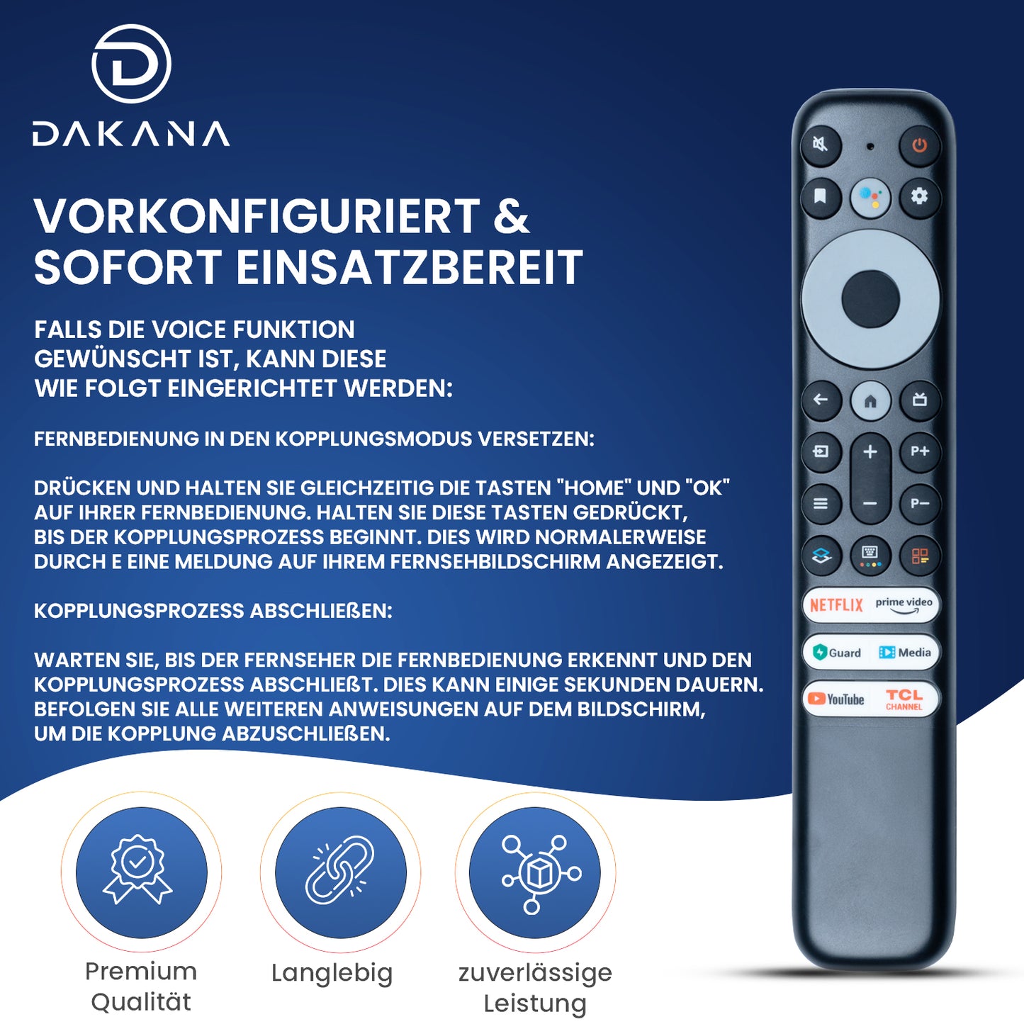 Dakana Fernbedienung für TCL RC902V