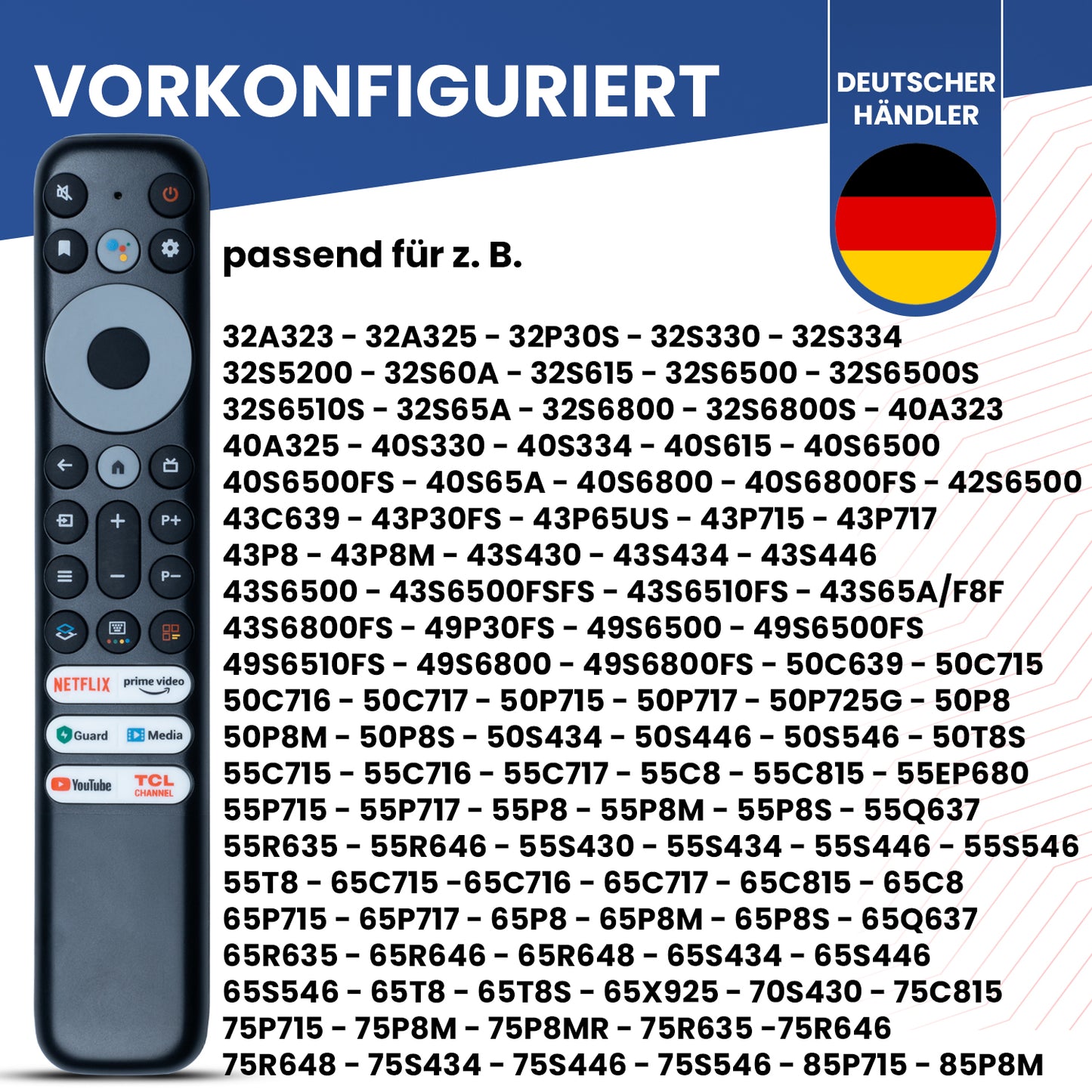 Dakana Fernbedienung für TCL RC902V